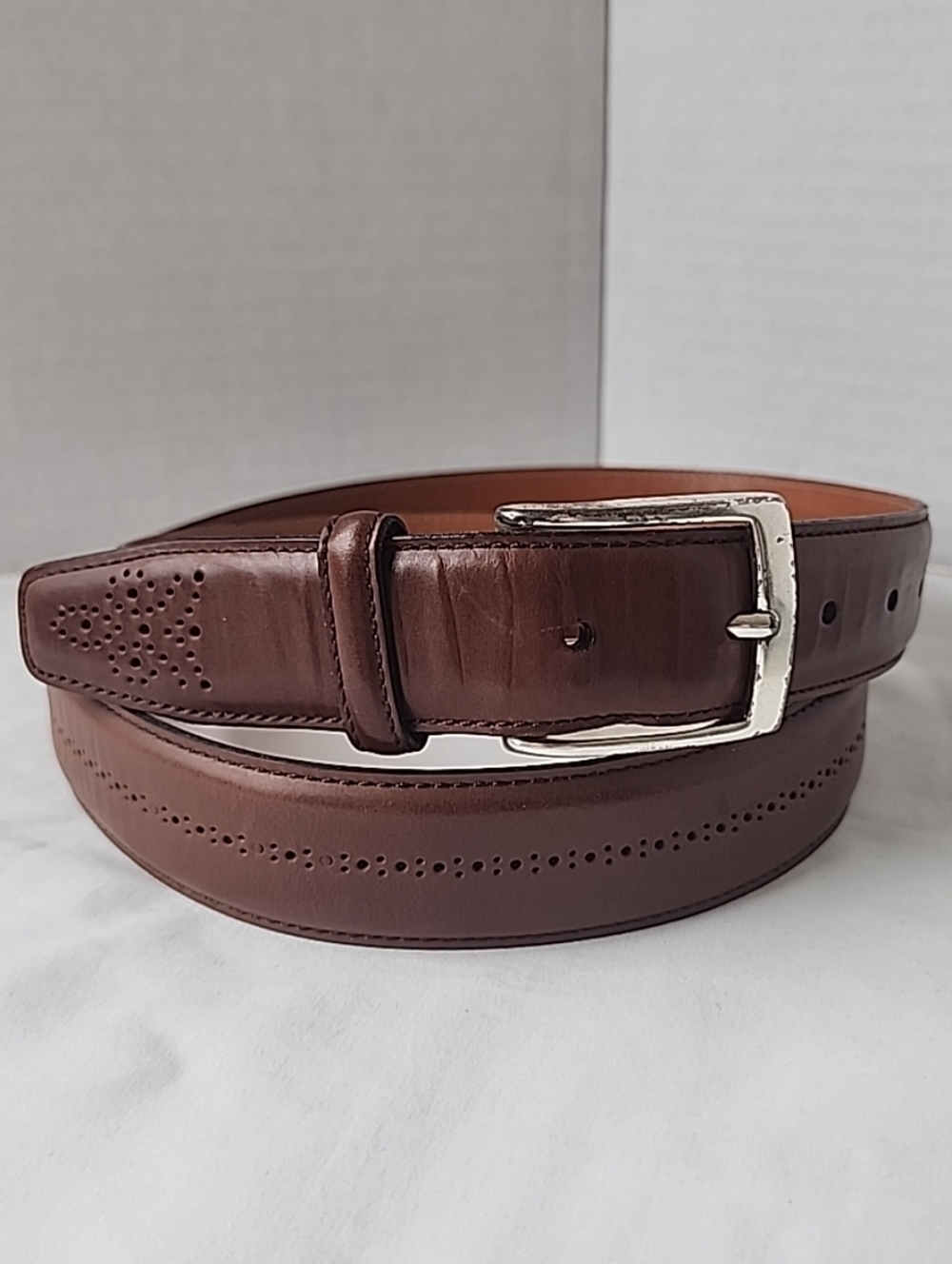 Allen Edmonds Mens Belt Sz 100 / 40 Manistee Burnished Brown Leather Made In USA